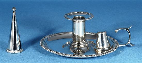 An unusual early Victorian silver chamberstick, by Robert Garrard II, Width 180mm weight 12.2oz/382grms